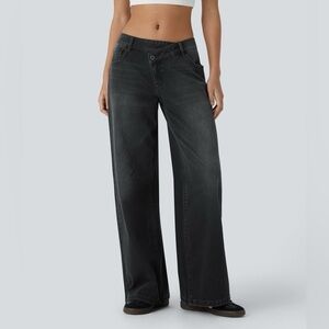 HALARA Asymmetric Flex Denim Black Jeans Women's L